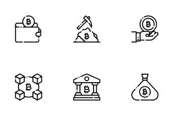 Bitcoin Cryptocurrency LineArt Icon Pack