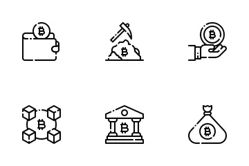 Bitcoin-Kryptowährung LineArt Symbolpack