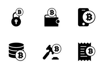 Bitcoin y cadena de bloques Paquete de Iconos