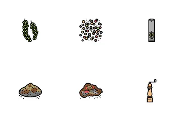 Black Pepper Aromatic Hot Spice Icon Pack