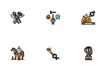 Blacksmith Forge Anvil Hammer Icon Pack
