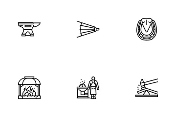 Blacksmith Forge Anvil Hammer Icon Pack