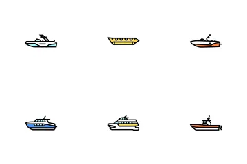 Boat Water Transportation Types Icon Pack