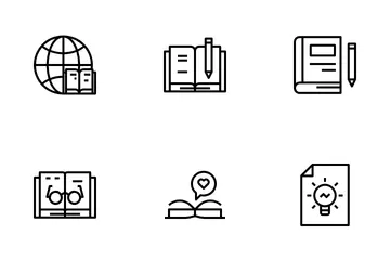 Book And Read Set Icon Pack
