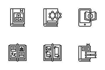 Bookstore Outline Icon Pack