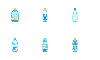 Botella Plástico Agua Bebida Paquete de Iconos