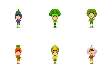 Boy Kids Vegetables Character Icon Pack