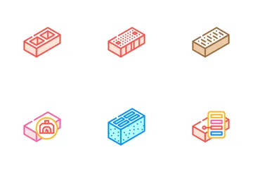 Brick For Building Construction Icon Pack