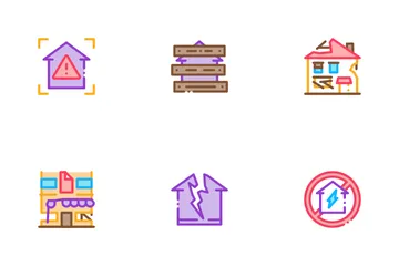 Broken House Building Icon Pack