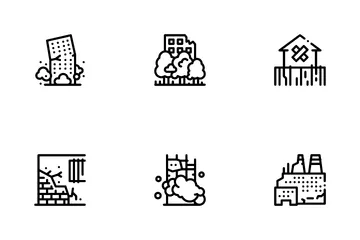 Broken House Building Icon Pack