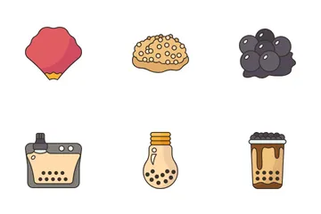 Bubble Tea And Toppings Icon Pack