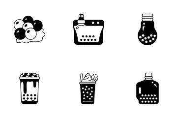 Bubble Tea und Toppings Symbolpack