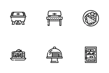 Speisen und Getränke vom Buffet Symbolpack