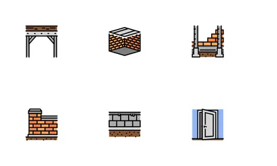 Building House Structure Icon Pack