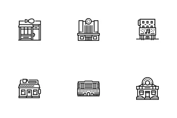 Building Restaurant And Store Icon Pack