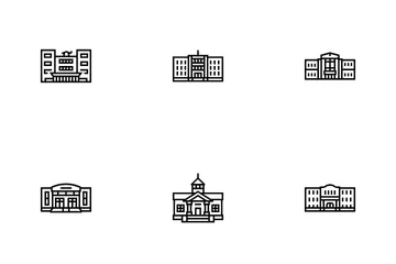 Building School Exterior Modern Icon Pack