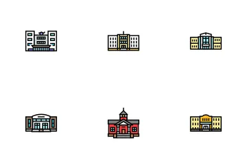 Building School Exterior Modern Icon Pack