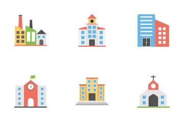 Buildings Flat Icons Icon Pack