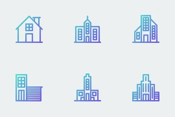 Buildings - Gradient Line Icon Pack