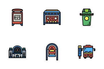 Bus Station Icon Pack