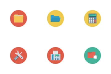 Business And Office Flat Circle  Icon Pack