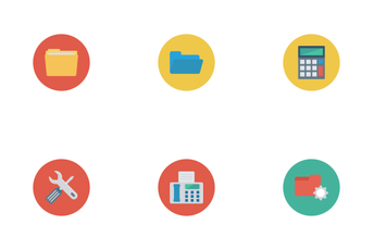 Business And Office Flat Circle  Icon Pack