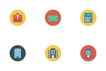 Business And Office Flat Circle  Icon Pack