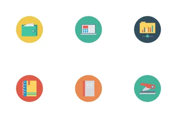 Business And Office Flat Circle  Icon Pack