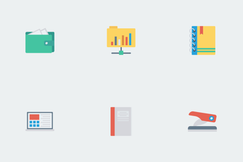 Business And Office Flat Paper Icon Pack