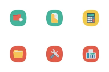 Business And Office Flat Rounded Icon Pack