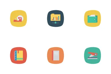 Business And Office Flat Rounded Icon Pack