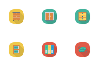 Business And Office Flat Rounded Shadow Icon Pack