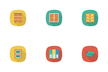 Business And Office Flat Rounded Shadow Icon Pack