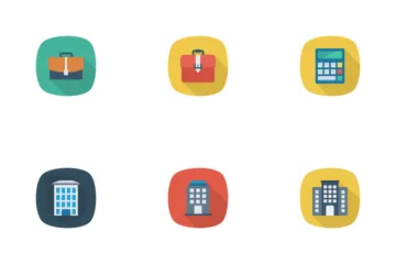 Business And Office Flat Rounded Shadow Icon Pack