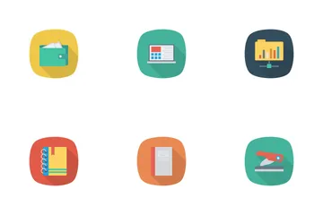 Business And Office Flat Rounded Shadow Icon Pack