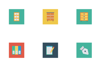 Business And Office Flat Square Icons Icon Pack