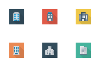 Business And Office Flat Square Shadow Icon Pack