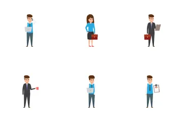Business Characters Working In Office Icon Pack
