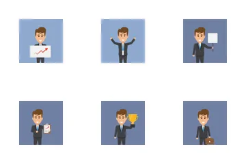 Business Concept Idea Characters Half Icon Pack