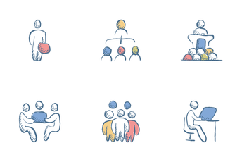 Business Team Related Hand Drawn Icon Pack