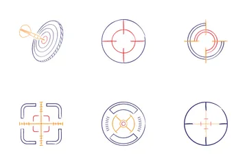 Business Target And Goal Achievement, Aim And Destination For Web Design. Icon Pack