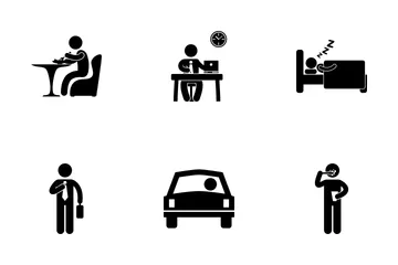 Businessman Daily Routine Icon Pack