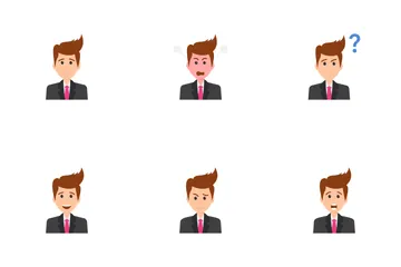 Businessman Face Expressions Avatars - Black  Icon Pack