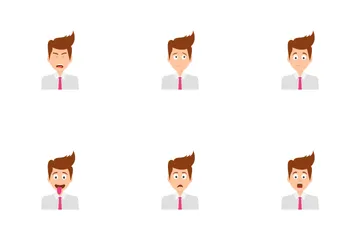 Businessman Face Expressions Avatars - White  Icon Pack