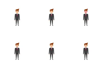 Businessman Face Expressions - Black  Icon Pack