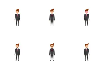 Businessman Face Expressions - Black  Icon Pack
