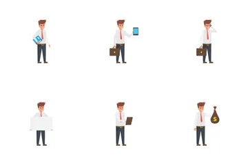 Businessman Working Characters  Icon Pack