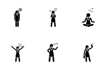 Businesswoman Feelings Icon Pack