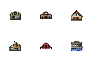 Cabaña de madera Paquete de Iconos