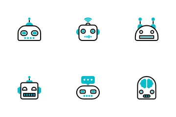 Cabezas de robot con IA Paquete de Iconos